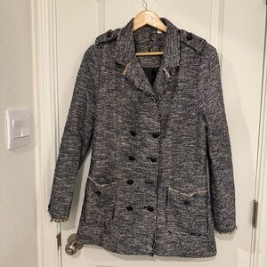 Black Swan Charcoal Double-Breasted Pea Coat Size Large Tweed Winter